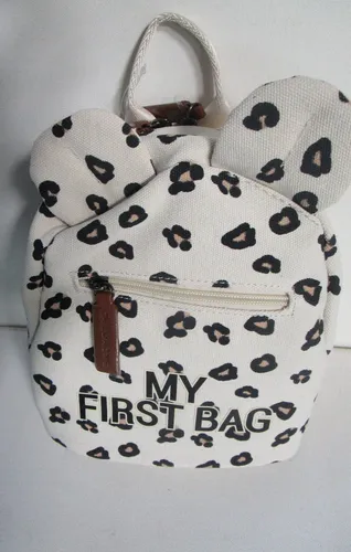 Childhome My First Bag - Kinderrucksack Leopard - Wickeltaschen - Stylischer Rucksack in Beige-Braun mit niedlichem Leopard-Design, ausgestattet mit 2 praktischen Reißverschlusstaschen für optimalen Stauraum.