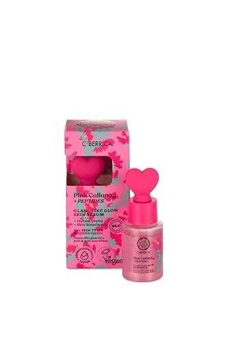 Natura Siberica C-Berrica Pink Calluna Glass-Like Glow Skin Serum – Gesichtsserum mit Hyaluronsäure & Peptiden – Feuchtigkeit, Glow & Hautelastizität gegen müde Haut – 30 ml