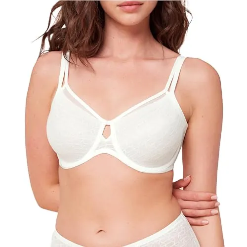Triumph Damen Signature Sheer W01 EX Bra, Ecru White, 70F - Funktionsunterwäsche: Minimizer-BH mit Spitzendesign und Schlüsselloch-Detail für eleganten Look und optimalen Tragekomfort.