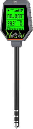 6in1 Bodentester EC PH Wert Messgerät - Vielseitiger Bodentester für Garten und Landwirtschaft, misst pH, EC, Lichtintensität und mehr für optimales Pflanzenwachstum.