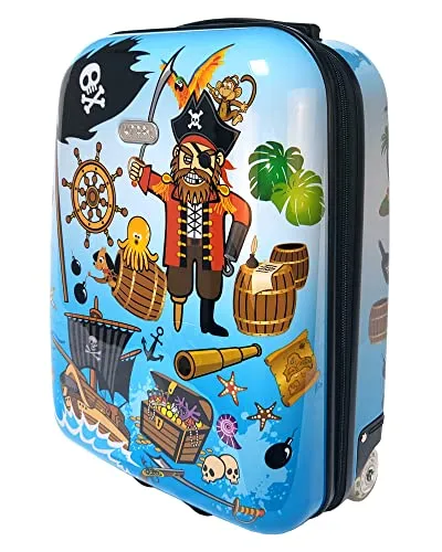 Karry Kinder Kinderkoffer Koffer Reisekoffer Trolley Hartschalen Handgepäck Jungs LED Skater Rollen Pirates Piraten 819