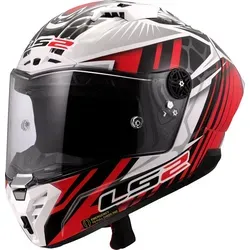 LS2 FF805 Thunder GP Perolari Replica Carbon Helm - Weiss-Rot, Größe XS für Männer - Motorradhelm mit kratzfestem Max Vision Visier und atmungsaktivem Innenfutter für optimalen Tragekomfort und Sicherheit.