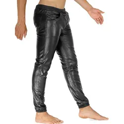 Bockle® The BOYJOG Herren Leder Joggers Lamm Leder Jogginghose , W30/L32 - Schwarz - W30/L32