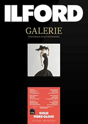 Ilford GALERIE Prestige Gold Fibre Gloss A3 - 25 Blatt Fotopapier - Hochwertiges Fotopapier für brillante Druckergebnisse, ideal für professionelle Fotografie und Kunstreproduktionen.
