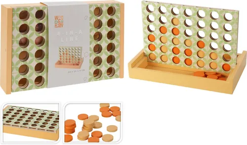 Koopman Spiel Holzspiel Familienspiel Reisespiel 24x15 cm Bunt Vier in einer Reihe, Strategiespiel, Holzspiel, Klassiker, Vier in einer Reihe, Reisespiel, Spiel