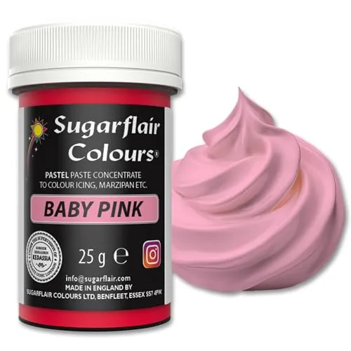 Sugarflair Lebensmittelfarbe Pasta Pastel Baby Pink, Pasta Lebensmittel Farbe für Fondant und Marzipan, Spectral Concentrated Paste Colours - 25g