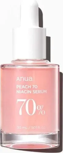 ANUA Peach 70 Niacinamide Gesichtsserum 30 ml - Tagespflege mit 5% Niacinamid und Pfirsich-Extrakt, spendet intensive Feuchtigkeit und fördert einen strahlenden Teint. Ideal für die tägliche Anwendung.