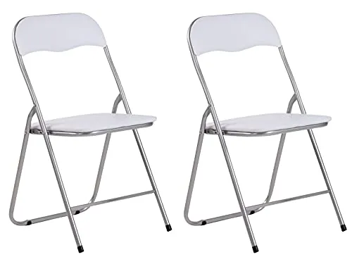 CLP Klappstuhl Felix Gepolstert 2er Set - Bürostühle mit gepolstertem PVC-Sitz und stabilem Metallgestell, klappbar für platzsparende Lagerung, ideal für Zuhause oder Camping.