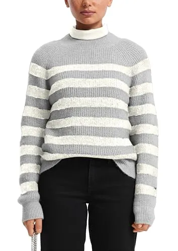 QS Melierter Pullover - Stylischer Damenpullover im Regular Fit, aus hochwertigem Strick mit Crew Neck und modischen Raglanärmeln – perfekt für lässige Looks!