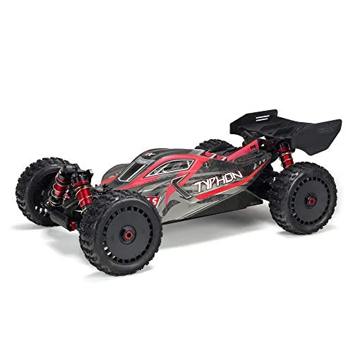 ARRMA RC Auto 1/8 Typhon 6S V5 4WD BLX Buggy mit Spektrum Firma RTR (Ready-to-Run), schwarz-rot, ARA8606V5