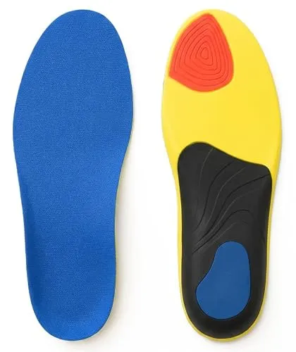 Orthopädische Sport-Einlegesohlen mit doppelter Stoßdämpfung – Fußgewölbestütze & Mittelfußpolster – bei Fersensporn, Plantarfasziitis & Plattfuß – atmungsaktiv, zuschneidbar, Unisex (39-41)
