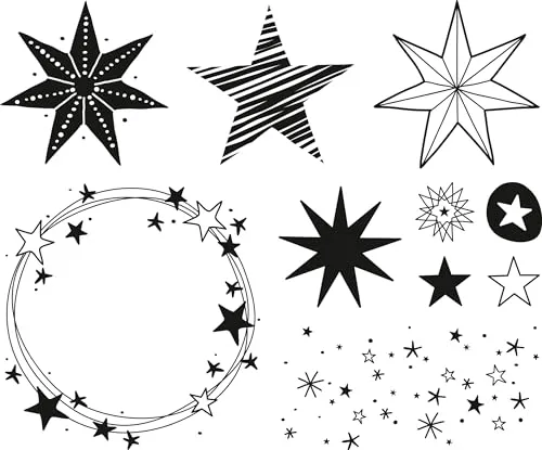 Heyda Stempel-Set aus Holz und Kunststoff für Weihnachten ideal für Grußkarten Einladungen Scrapbooking Geschenkverpackungen und mehr Motivstempel Reinigung mit Stempelreiniger empfohlen Sterne
