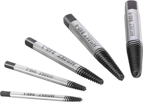 HAZET Schraubenausdreher-Satz 840/5 I 5-teilig - Schraubendreher Set für festsitzende oder abgebrochene Schrauben, mit 5 verschiedenen Größen für maximale Vielseitigkeit und praktische Aufbewahrung im Kunststoff-Kasten.