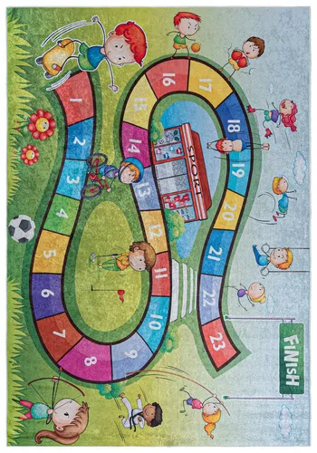 Mazovia Kinderteppich Kinderteppich Kinderzimmerteppich Hüpfspiel, 80 x 150 cm, Kurflor, Waschbar in Waschmaschine, Höhe 5 mm, Rutschfest