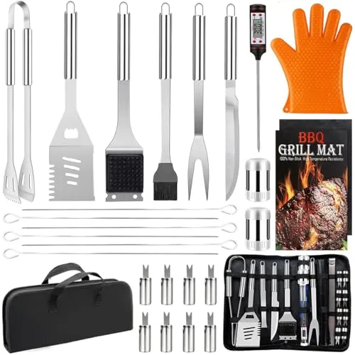 Edelstahl-Grillzubehör-Set 28-teilig für perfekte Grillabende