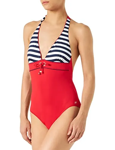 Haute Pression Damen Badeanzug, Gestreift, Gr. DE 40 (Herstellergröße : 42), Rot(Rayé Marine)
