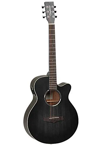 Tanglewood Blackbird Super Folk Cutaway Elektroakustische Gitarre, Smokestack Black Satin