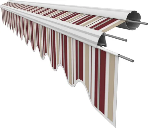 Leudus Markisenstoff mit Volant für 4x3m Markisen Markisenersatzstoff Markisentuch Sonnenschutz fertig genäht (3,83x3m SPD088)