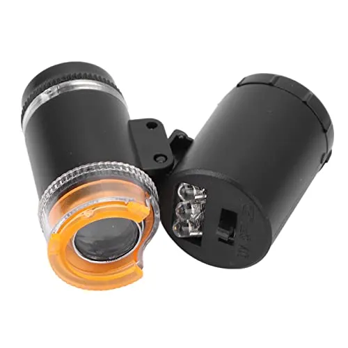 Mini 60X LED Mikroskop, Handy Lupe, Handy LED Mikroskop Lupe für Juwelier und Präzisionsarbeit mit Währungsdetektor (Schwarz)