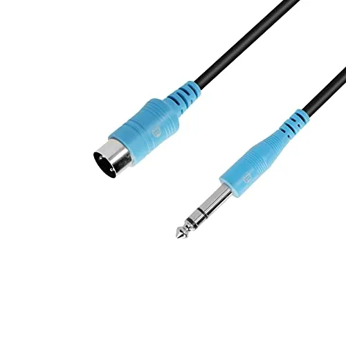 Adam Hall Cables 3 STAR BV MIDI 0090 - Midikabel, 6,3mm Klinkenstecker stereo auf 5-Pol MIDI-Stecker, schwarz, 0,9 m