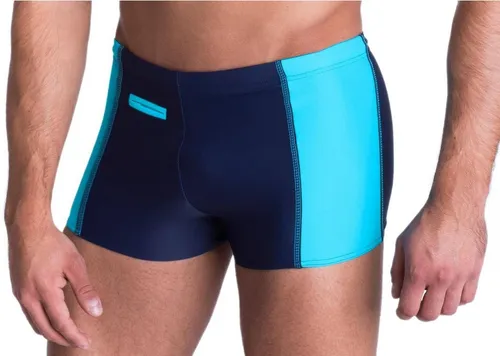 Aquarti Herren Badehose mit Reißverschlusstasche – Dunkelblau, Größe M - Moderne Badeshorts in Dunkelblau mit praktischer Reißverschlusstasche. Ideal für Strand und Pool, bietet hohen Tragekomfort durch 80% Polyamid und 20% Elasthan.
