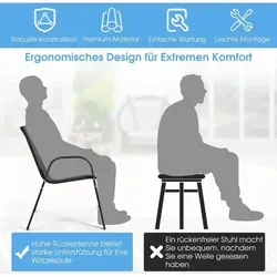 3tlg. Balkonmöbel Set Bistrotisch mit 2 Stapelbare Stühlen Balkonset Gartenset Gartengarnitur - Grau