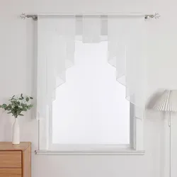 Kurzgardine scheibengardine, Weiß, Textil, Wellen, 80x80 cm, ohne Technik, Wohntextilien, Gardinen & Vorhänge, Fertiggardinen, Scheibengardinen