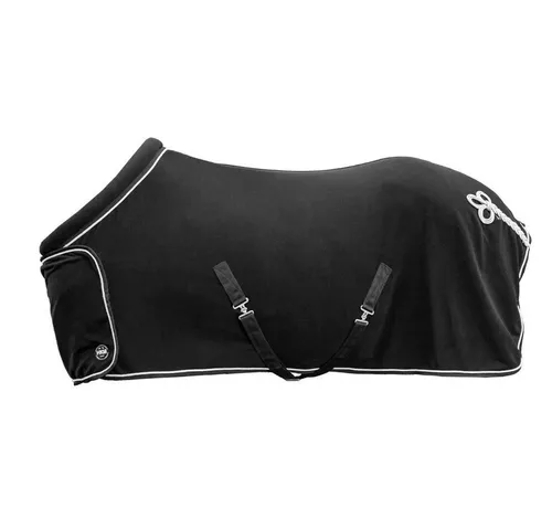 HKM Pferde-Abschwitzdecke mit Kragen - Hochwertige Fleece-Decke - Reit- & Pferdebedarf: Atmungsaktive Abschwitzdecke mit abnehmbaren Kreuzgurten und gepolstertem Kragen, ideal für Turniere und Bestickungen.