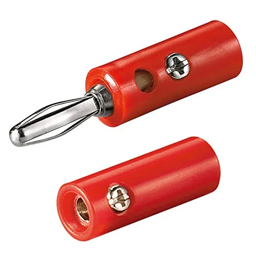 Bananenstecker Buchse Set | 4mm | Stecker und Buchse | mit Schraubverschluss | für Lautsprecherkabel AV-Receiver Verstärker | Bananas Banana Lautsprecher Boxen Audio HiFi Kabel | Rot