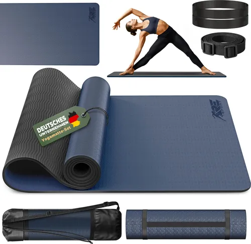 RE:SPORT Yogamatte Navy-Blau Fitnessmatte Gymnastikmatte Pilates Sportmatte Bodenmatte
