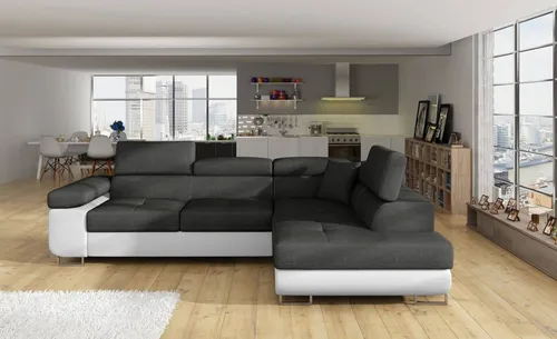 Myhomelando Ecksofa Anton 272 × 203 cm - Schlaffunktion, Bettkasten & Luxus-Webstoff, Ecksofa L-Form, Eckcouch mit Schlaffunktion & Bettkasten