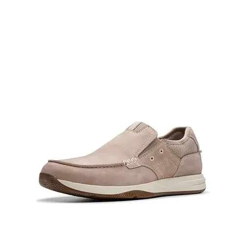 Clarks Herren Sailview Step Flacher Slipper, Light Grey Nub, 43 EU