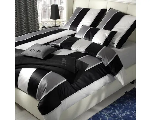 JOOP Bettwäsche Lines black 160x210 cm + 65x100 cm in grau von JOOP!