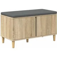 vidaXL Flurbank mit Kissen Sonoma-Eiche 80 x 38 cm - Moderne Flurbank aus stabilen Holzwerkstoffen mit viel Stauraum. Bequemes, rutschfestes Kissen sorgt für Komfort. Ideal für Flure und Eingangsbereiche, verbindet Stil mit Funktionalität.