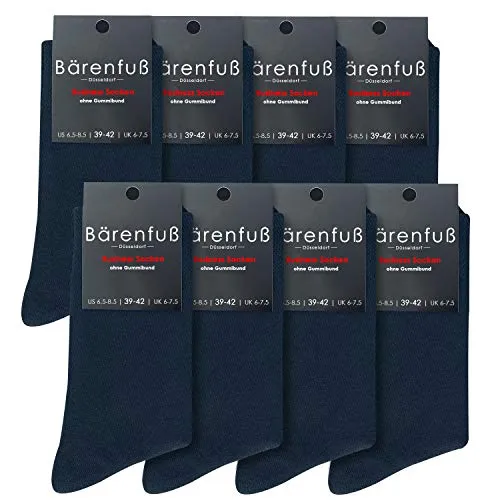 Bärenfuß Herren und Damen Premium Socken - Baumwolle - 8 Paar ohne spürbare Naht oder Fusseln (Blau, 35-38)