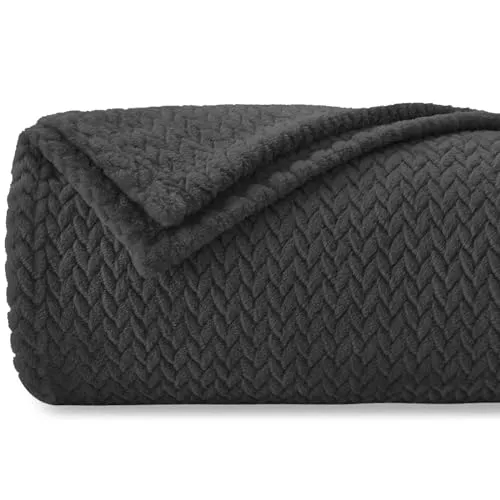 Homebliss Kuscheldecke 220 x 240 cm Flauschig Fleecedecke,Decke Couch Blanket,Super Weiche Fleecedecke als Sofaüberwurf-oder Bettüberwurf,Tagesdecke - Dunkelgrau