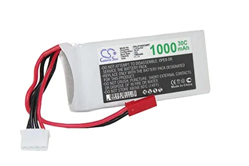 vhbw Akku kompatibel mit JST-SYP-2P Stecker für Modellbau (1000mAh, 11,1V, Li-Polymer, 72 x 31 x 23 mm)