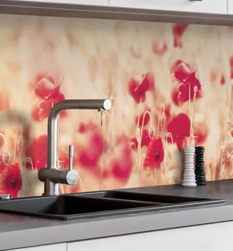 MyMaxxi Küchenrückwand Folie selbstklebend matt - Motiv Blume 04 - Spritzschutz für die Küche, einfache Montage ohne Bohren, langlebige und kratzfeste Folie mit modernem Blumenmotiv - ideal für Mietwohnungen und leicht zu reinigen.