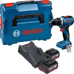 Bosch GSR 18V-65 Professional Akku Bohrschrauber - Akkuschrauber mit 63 Nm Drehmoment und bürstenlosem Motor, ideal für präzises Arbeiten in Holz, Metall und Kunststoff. Inklusive 2x 4,0 Ah Akkus, Ladegerät und praktischer L-Boxx.