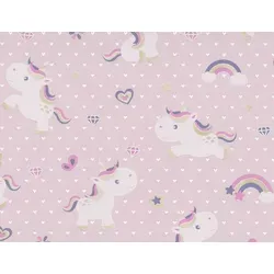 Vliestapete Einhorn Herzen Rosa - 1,005.00 x 53.00 cm