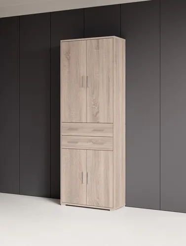 Bega Consult Aktenschrank Sonoma/Eiche mit 2 Schubladen und 4 Türen, 79,1x221,2x35 cm - Praktischer Aktenschrank mit 3 Einlegeböden und 5 Fächern für optimale Organisation. Ideal für Ihr Büro, bietet er viel Stauraum und ist in modernem Sonoma/Eiche-Design.
