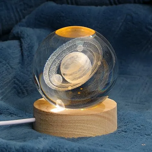 CUNQN Kristall Kugel 60mm Glas Kugel Glaskugel mit Ständer Kristallkugel Fotografie Kugel Nachtlicht Astronomie Geschenk für Kinder Freunde Paar Geburtstag Festival