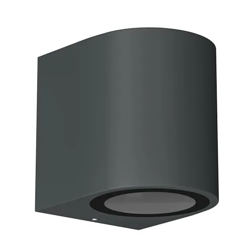 ledscom.de Wandleuchte ALSE für außen, IP54, Downlight, anthrazit matt, rund, 1x GU10 max. 35W