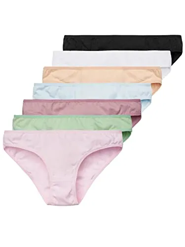 Tazzio Damen Slip 7er-Pack Unterhosen Slips Unterwäsche Pantys Mehrpack Schlüpfer Baumwolle Set F900 (Mix Farben, XXL)