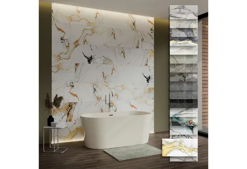 Hexim Wandpaneel Marmoroptik 78x39cm in weiß von HEXIM