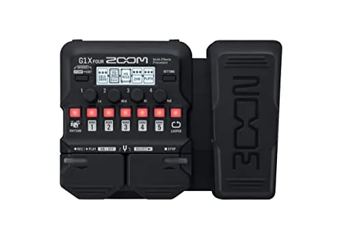 Zoom G1X Four Multi Effect-Pedal - Multieffektgerät für Gitarre mit 71 Effekten, 13 Amp-Simulationen und integriertem Expressionpedal für kreative Klanggestaltung unterwegs.