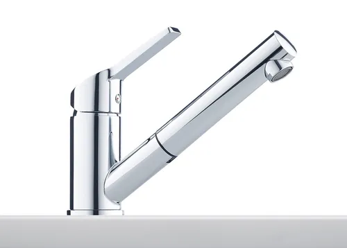 FRANKE IRA Hochdruck Einhebelmischer Wasserhahn mit Zugauslauf - Küchenarmatur mit herausziehbarem Auslauf, ideal für flexibles Arbeiten am Spülbecken. Hochwertiges Chrom-Finish und ergonomischer Hebelgriff.