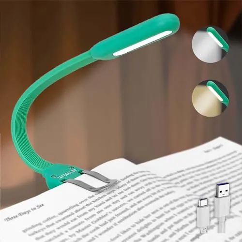 LIBERATECH Wiederaufladbare Buchlampe, 4 Farbtemp., Clip, Grün Schlank, augenschonende LED, 4 Farbtemp., flimmerfrei. Für Bett, Reise & unterwegs. Grün – Geschenk.