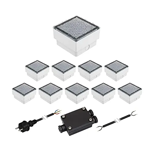 LED Pflasterstein CUS 10er-Set, warm-weiß, IP67 in grau von LEDs Com