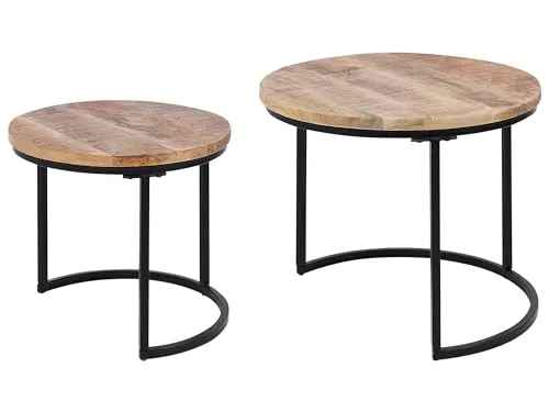 Stapelbares Couchtisch 2er Set CLATON aus Mango Holz